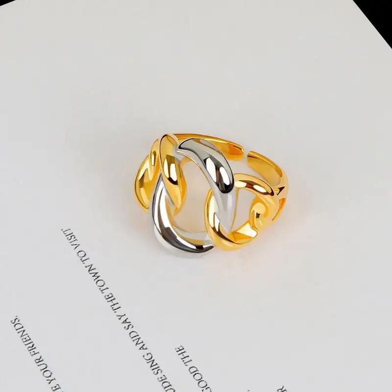 The Two-Tone Link Chain Adjustable Ring